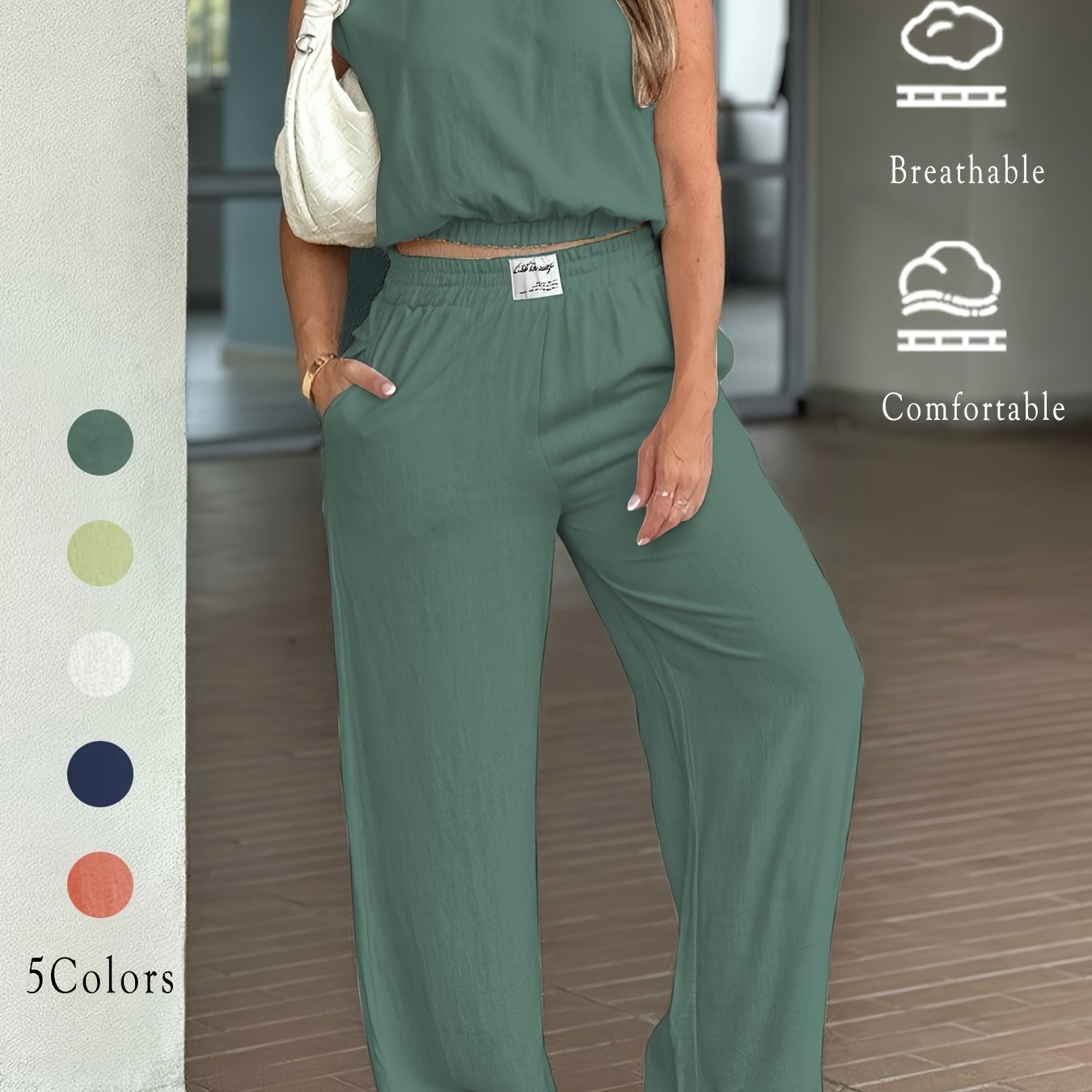 Conjunto de Pantalón de Pierna Ancha y Cárdigan Ligero – Estilo Casual y Confort para Mujer