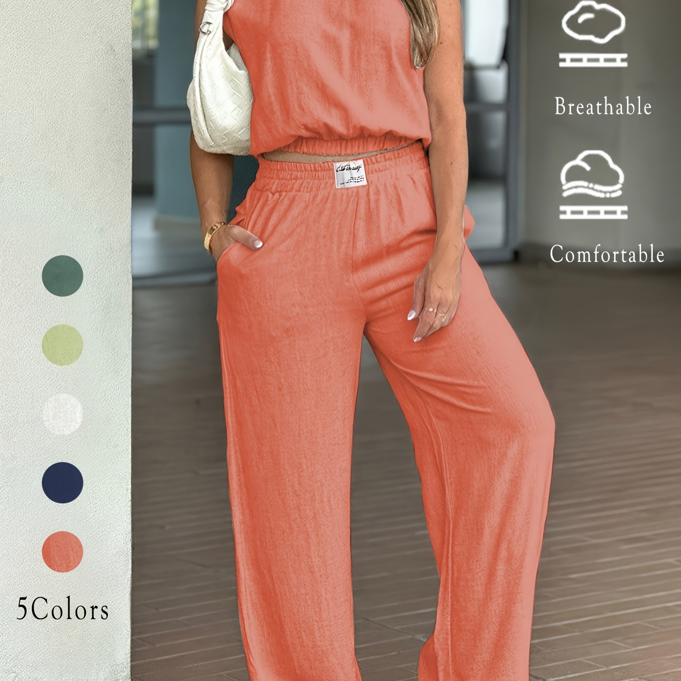 Conjunto de Pantalón de Pierna Ancha y Cárdigan Ligero – Estilo Casual y Confort para Mujer