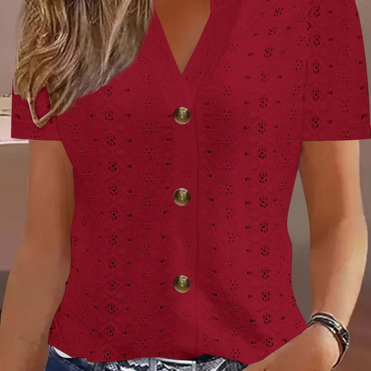 Camiseta Jacquard Elegante y Transpirable — Estilo Moderno para Mujer