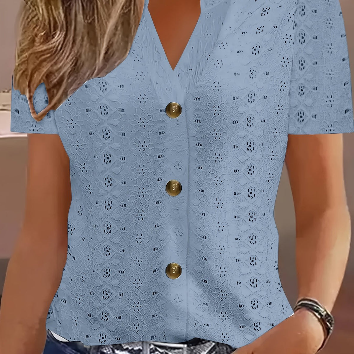Camiseta Jacquard Elegante y Transpirable — Estilo Moderno para Mujer